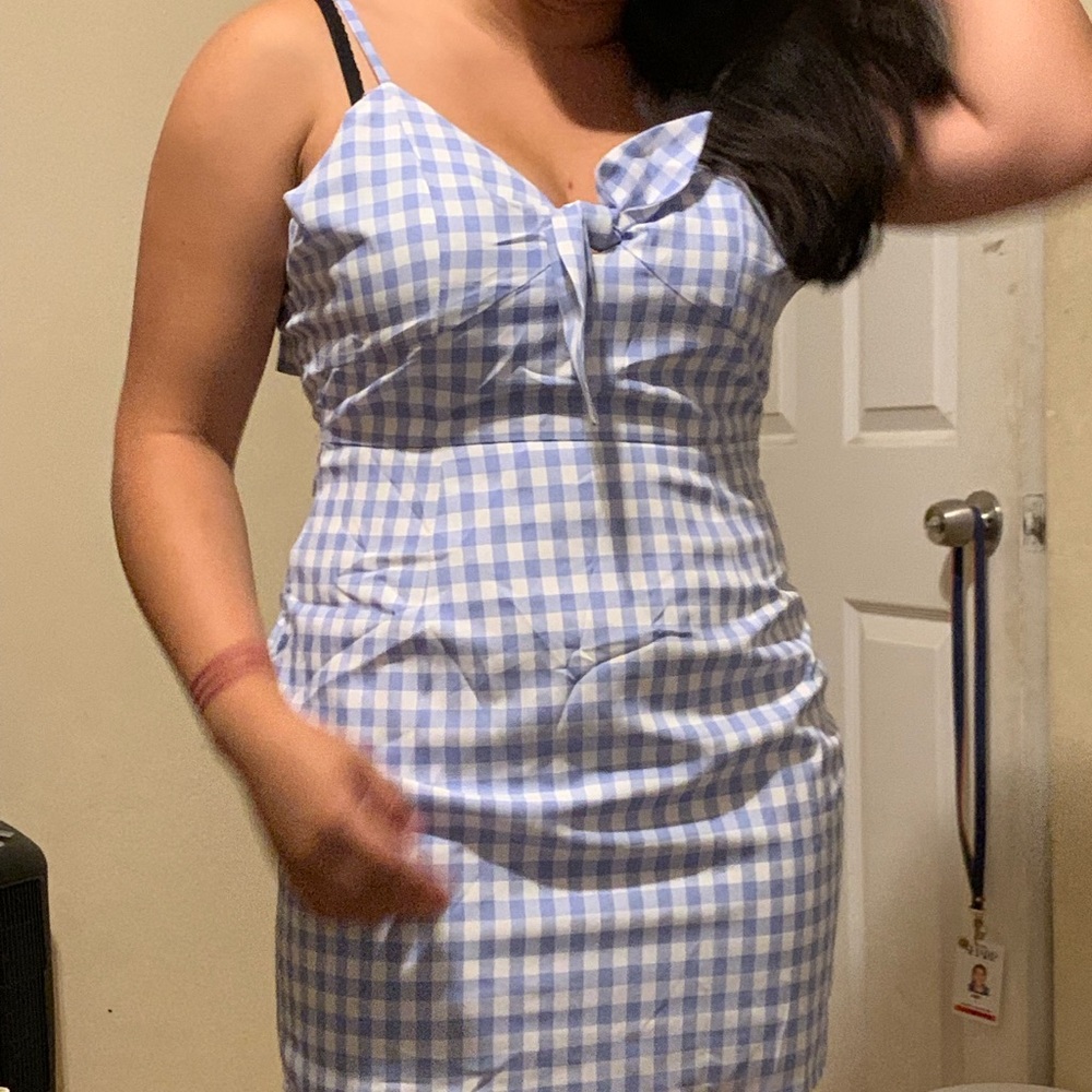 Blue Gingham Mini Dress